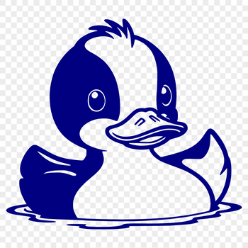 A stylized illustration of a waterfowl bird.