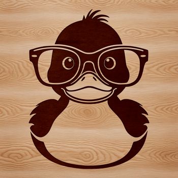 A simple vector design of a duck with eyeglasses, suitable for various uses including printing and digital applications.