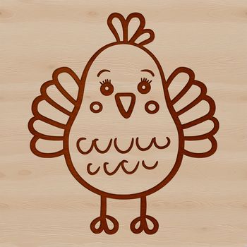 A simple line drawing of a cute farm animal, often featured in Christmas decorations.