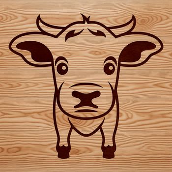 A simple line drawing of a farm animal, specifically a calf.