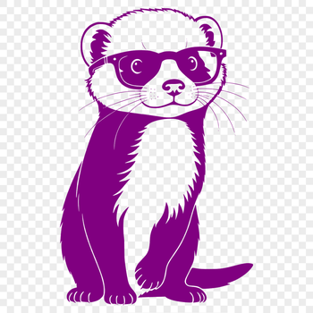 A detailed vector illustration of a ferret animal in various poses and expressions.