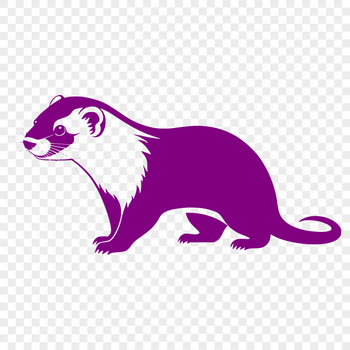 A digital vector image of a ferret in silhouette, suitable for commercial or personal use.