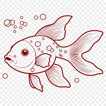 A simple line art illustration of a goldfish, suitable for personal or commercial use in various design projects.