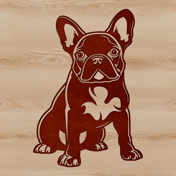 A sitting French Bulldog in an animal-themed vector design.