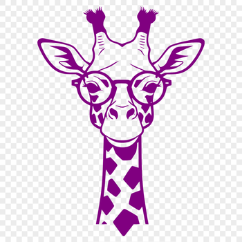 A tall, spotted mammal with long neck and legs, wearing a pair of glasses.