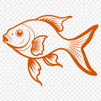 A color vector illustration of a goldfish in its tank, suitable for digital designs.