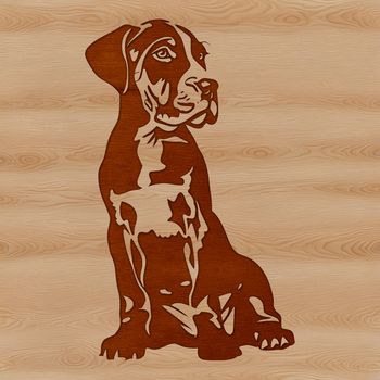 A digital illustration of a large dog breed, specifically the Great Dane, depicted in a sitting position.