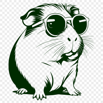 A cartoon guinea pig wearing trendy sunglasses, suitable for digital crafting and design projects.