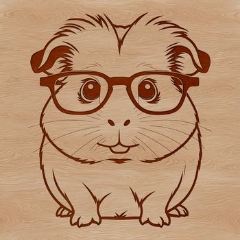 A cartoon guinea pig character wearing spectacles in a playful illustration.