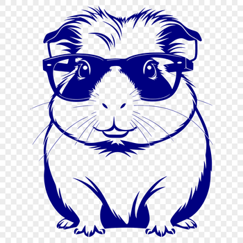 A cartoon guinea pig wearing glasses with clear lenses, suitable for personal or commercial use in various design projects.