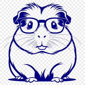 A cute illustration of a Guinea Pig wearing glasses.