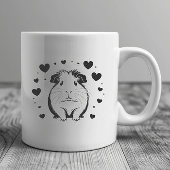 A cartoon guinea pig surrounded by love hearts, suitable for personal or commercial use as clip art.