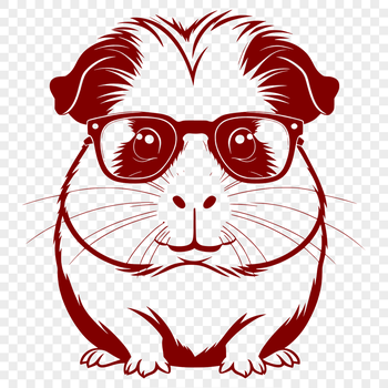 A guinea pig wearing a pair of glasses, suitable for personal or commercial projects.