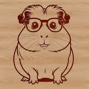 An adorable guinea pig illustration with eye-wear, suitable for various design projects.