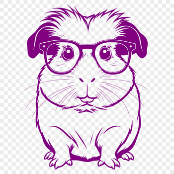 A cartoon guinea pig wearing glasses as seen in vector art for personal and commercial use.