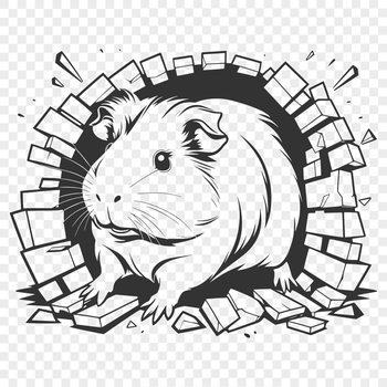 A small, furry guinea pig sitting on a background with a simple border, suitable for use in digital designs and crafts.