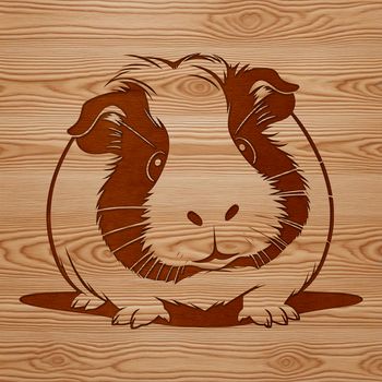 An illustration of a guinea pig in simple outline style suitable for cutting out with a craft machine or laser cutter.