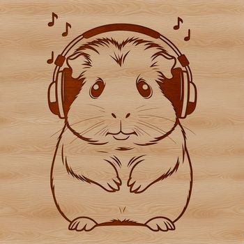 A cartoon Guinea Pig wearing headphones, suitable for personal or commercial use in digital designs.