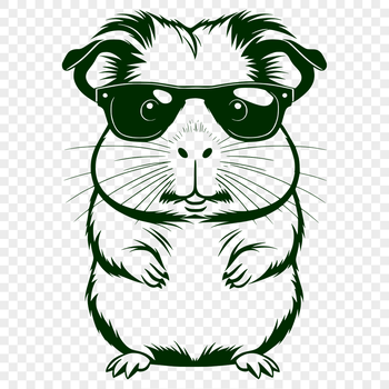 A cartoon guinea pig wearing trendy sunglasses, suitable for various uses including clip art and vector design.