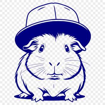 A cute cartoon guinea pig wearing a hat, suitable for personal or commercial design projects.