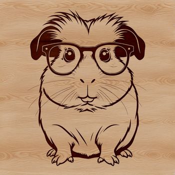 A cartoon guinea pig character wearing glasses, suitable for clip art or vector design projects.