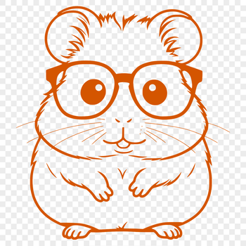A cartoon hamster wearing glasses, suitable for use in digital projects.