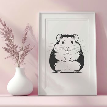 A simple illustration of a hamster in profile, suitable for use as clip art.