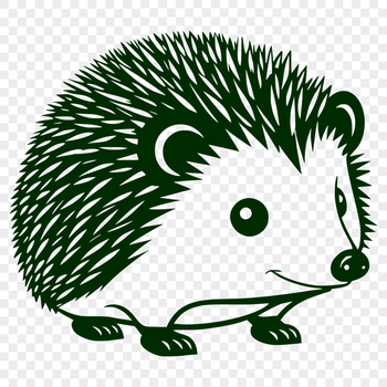 An illustration of a prickly hedgehog standing on its hind legs.