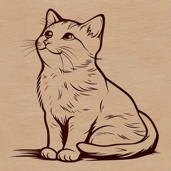 A cute, sitting kitten in vector art format.