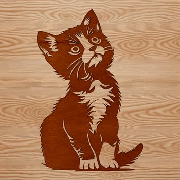 A digital illustration of a sitting cat with a cute face.