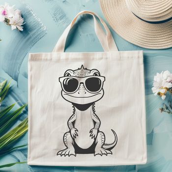 A cartoon lizard character wearing trendy sunglasses, illustrated in vector format.