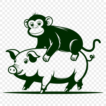A playful illustration of a monkey-pig hybrid animal in vector format.