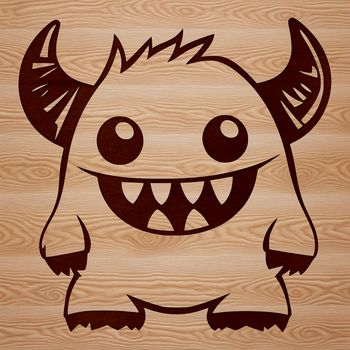 A colorful illustration of a cute monster with a friendly face.