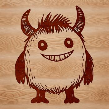 A colorful illustration of a friendly monster in a Halloween setting.