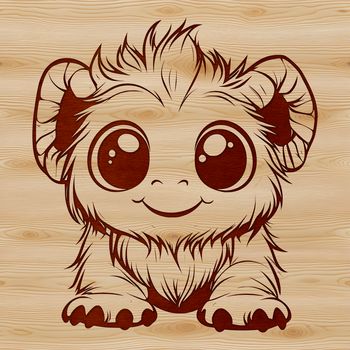 A colorful illustration of a cute monster's face with big eyes and teeth.