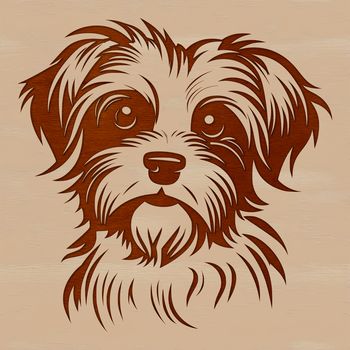 Small breed dog illustration featuring a Morkie's head with detailed facial features.