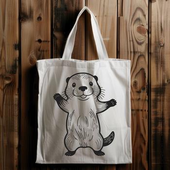 A vector illustration of a playful river otter swimming in the water.