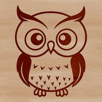 A simple illustration of a cute owl with a round face and big eyes, suitable for use in graphic design projects.