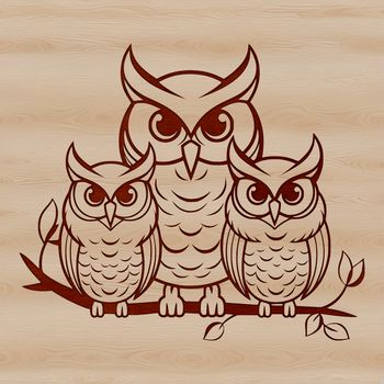 A stylized illustration of a cute owl, suitable for vector design and cutting machine projects.