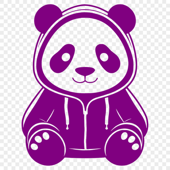 A black-and-white illustration of a wild animal, specifically a panda, in a simple design style.