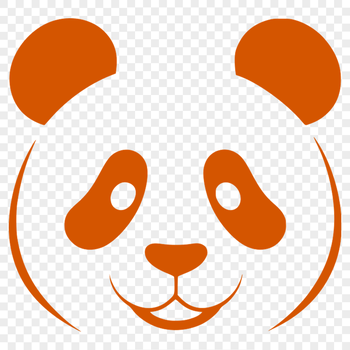 Black and white illustration of a wild panda in a simple vector design.