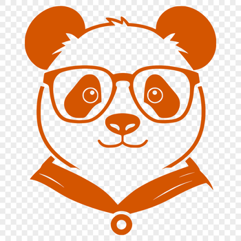 A cute illustration of a panda wearing glasses.