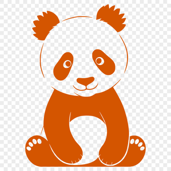 A black and white illustration of a panda bear in a simple design.