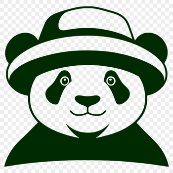 A simple illustration of a panda wearing a hat.