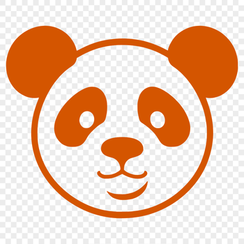 A black and white illustration of a panda bear in a natural environment.