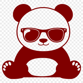 A stylized illustration of a wild animal, a giant panda wearing sunglasses.
