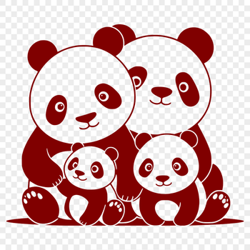 A simplified illustration of a giant panda, suitable for digital use.