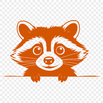Raccoon peeking from behind a tree trunk in a detailed vector illustration.