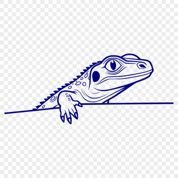 A cartoon lizard peeking out from behind a rock, created as a digital vector art.