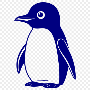 A simple vector design featuring a cute penguin standing on one foot.